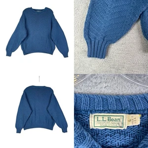 Vintage LL Bean Sweater Women’s Blue Cotton USA Knit Size Large L - Picture 1 of 8
