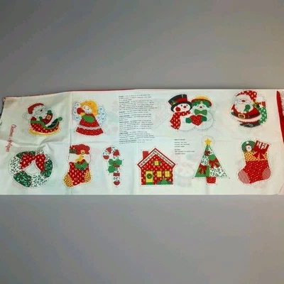 Panel de tela vintage adorno de Navidad recortes VIP ángel Santa juguetes 1980 Foto 1 de 4