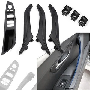 für BMW 5er F10 F11 F18 2010-2017 Türgriffe innen Set Komplett Leder 7St Schwarz - Picture 1 of 3