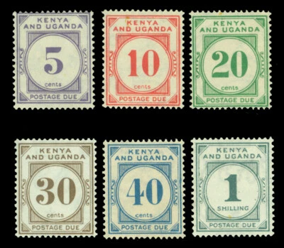 KENIA Y UGANDA 1928-33 franqueo debido conjunto Scott # J1-J6 como nuevo MH Foto 1 de 2