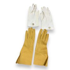 2 Pair Vtg Crescendoe Gloves Sz 6.5 Golden Mustard Le Sphinx & Off White Short