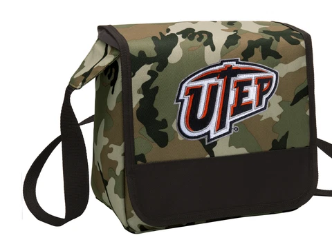 UTEP Miners Camo Lunch Bag Cooler Lunchbox TOP UNIVERSITY OF TEXAS EL PASO Bags Cover