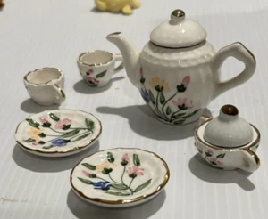 Vintage hand painted Dolls Porcelain Tea Set some damage - Picture 1 of 14