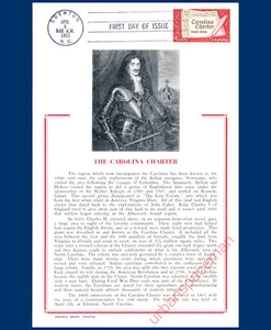1230 Hammond Maxicard Carolina Charter 1963 First Day Cover Maximum Card - Picture 1 of 1