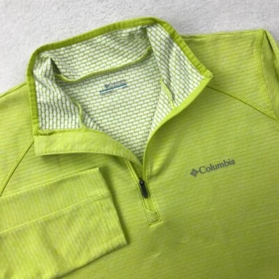 Columbia Camisa Suéter Para Hombres Mediano Verde 1/4 Cremallera Rejilla Polar Pullover Térmico Foto 1 de 4