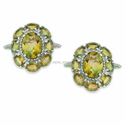 Natural Lemon Quartz Gemstone with 925 Sterling Silver Cufflink #2483 - Image 1 of 3