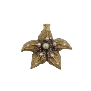 Monet Gold Starfish with Pearl Accents VIntage Enamel Hinged Trinket Box - Picture 1 of 4