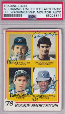 1978 Topps Paul Molitor, Alan Trammell RC HOF PSA/DNA SIGNED CARD AUTOGRAPHED - Image 1 of 2