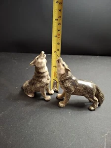 Wolf Ceramic Miniature Wild Dog Figurine Animals Porcelain Collectibles - Picture 1 of 6
