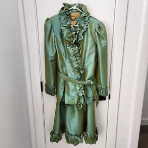 Donna Vinci Traje Mujer 12 3 Piezas Falda de Costura Verde Metálico Destello - Imagen 1 de 16