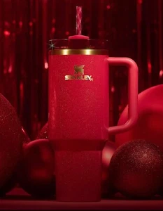New Stanley Scarlet Tinsel 40 Oz H2.O Flowstate Quencher Steel Tumbler FAST SHIP - Picture 1 of 8