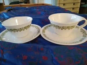 Corelle Spring Blossom Crazy Daisy Cup & Saucer Hook Handle Set of 2 Vintage - Picture 1 of 5