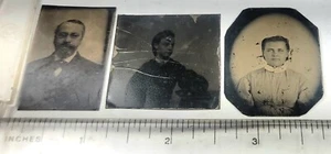 Lot Of 3 Tintypes Of Groupings 3 Different People  - Picture 1 of 4