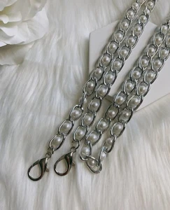 Replacement Bag Chain Strap Crossbody Shoulder Handbag Purse DIY 47” Silver Pear - Picture 1 of 2