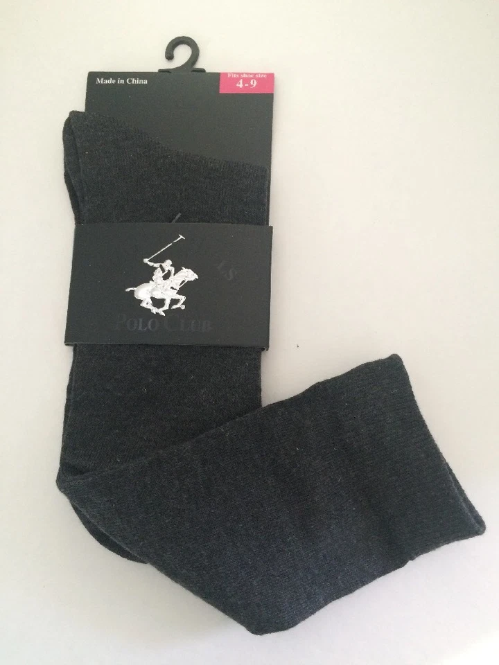 1-ПАРА НОСКОВ ЖЕНЩИН КОЛЕНА BEVERLY HILLS ПОЛО КЛУБ 4-9 КОМПЛЕКТ НОВЫЙ С ЯРЛЫКАМИ СЕРЫЙ - Изображение 1 из 4