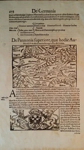 1560 ANTIQUE TUDOR WOODCUT MAP PANNONIA AUSTRIA - MUNSTER COSMOGRAPHIA - Picture 1 of 8