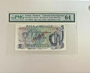 1978 Ireland-Northern,5 Pound P-62CSI "Collector Series Specimen" PMG 64 - Picture 1 of 2