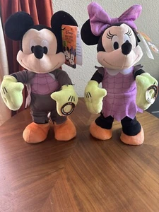 Peluche musicale Disney Topolino e Minnie Halloween danza zombie nuovo con etichette - Foto 1 di 2