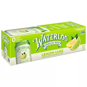 Waterloo Sparkling Water Lime Flavor Zero Calorie No Sugar 12oz Cans Pack of 12 - Picture 1 of 5