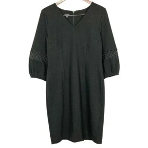 Talbots Ponte Knit Sheath Dress Women’s Size 8 Eyelet Lace Trim Puff Sleeves - Picture 1 of 7