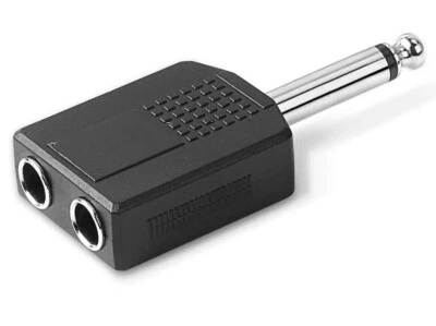 6.35mm 1/4" Male to Dual Female Audio Splitter Converter Jack Adapter 6.5mm Mono - Image 1 of 4