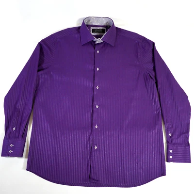 Coogi Button Up Lounge Shirt Men’s 2XL 18.5 34/35 Long Sleeve Purple Flip Cuff - Image 1 of 4
