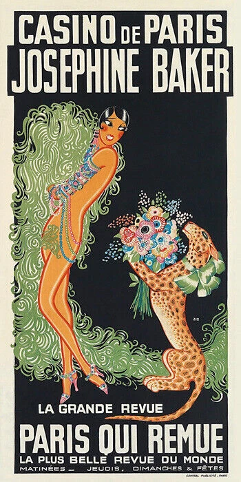 CASINO DE PARIS JOSEPHINE BAKER FRANCIA DANZA TEATRO DECORACIÓN PÓSTER VINTAGE REPRO Foto 1 de 3