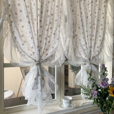 1 Панель пастораль хлопок занавески цветочный напечатано непрозрачный затемнения кружева драпировки современный - Изображение 1 из 4