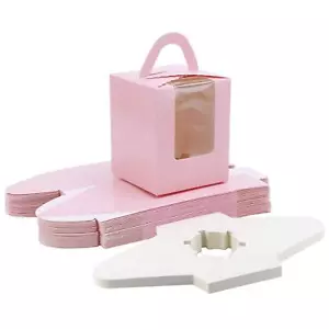 Individual Cupcake Boxes 25pcs 3.6"x 3.6"x 4.3" Single Cupcake Carrier Contai... - Picture 1 of 7