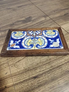 Vintage Double Tile Made In Mexico Trivet - Picture 1 of 7