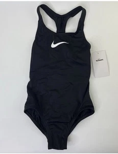 Nike Essential Girl's Racerback 1-Piece Swimsuit Black NESSB711-001 Sz Medium M - Picture 1 of 6