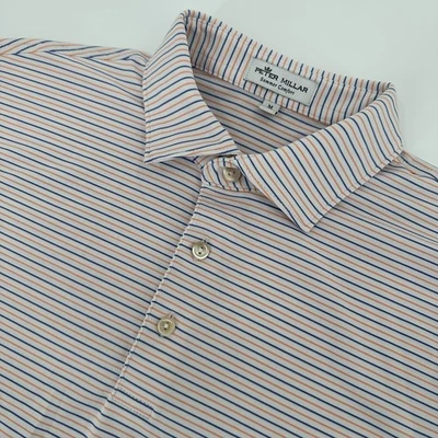 Camisa Polo Peter Millar Para Hombre Mediana Azul Naranja Rayas Florida Gators Golf Foto 1 de 4