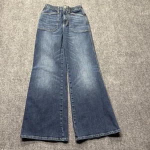 Anthropology PILCRO Jeans Womens 25 (24x29) Blue Wide Leg Carpenter High Rise - Picture 1 of 14