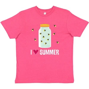 Inktastic I Love Summer Cute Fireflies Youth T-Shirt Nature Bugs Outdoors Trip - Picture 1 of 9