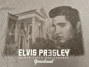 VTG. GENUINE ELVIS PRESLEY 35th ANNIVERSARY GRACELAND T-SHIRT-SMALL - Picture 1 of 6