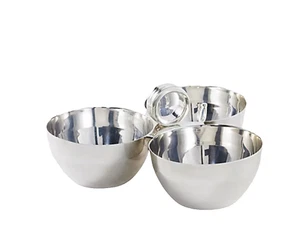New Unused Vintage Antique Ralph Lauren Silver Triple Serving Bowls W/ Gift Box - Picture 1 of 3