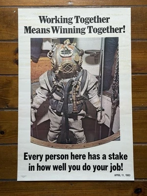 Póster De Colección Original 1983 Mark V Navy Diver Motivacional Clement Mejor Trabajo Foto 1 de 4