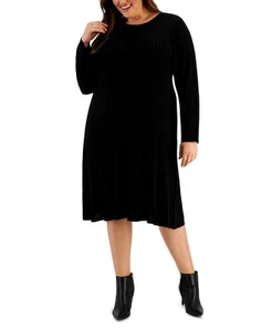 Calvin Klein Women's Plus Crewneck Long-Sleeve Sweater Dress - Picture 1 of 12