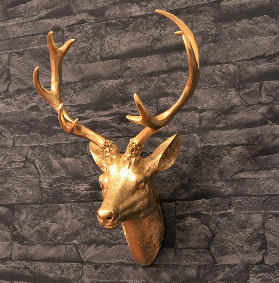 Wanddeko Hirschkopf, vergoldet mit Blattmetall - Bild 1 von 4