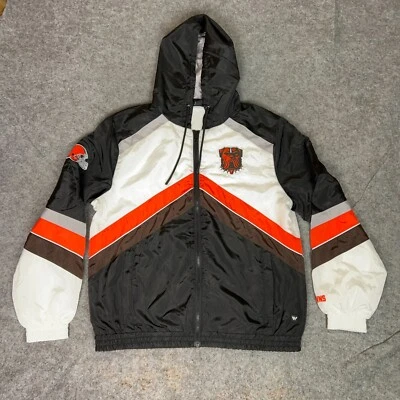 Chaqueta cortavientos Cleveland Browns para hombre mediana marrón blanca abrigo con logotipo alternativo Foto 1 de 4