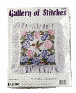 Cross Stitch Kit Humming Bird Pillow. Gallery Of Stitches. Complete Sealed - Picture 1 of 4
