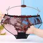 Peach Hip Sexy Panties Embroidery Flower Ultra-Thin Lace Briefs Women Intimates