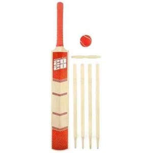 Children's Size 5 Cricket Set Wooden Bat Ball Stumps Bails Garden Beach - Picture 1 of 5