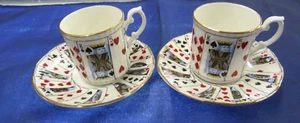 Elizabethan Staffordshire Cut For Coffee Playing Card Demitasse Cup & Saucer Set - Picture 1 of 9