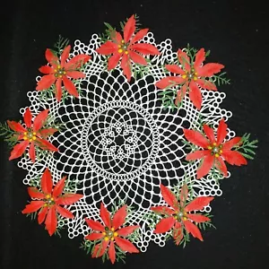 Vintage Weihnachtsdeckchen Weihnachtsstern Kunststoff Spitze 12" Durchmesser - Bild 1 von 12