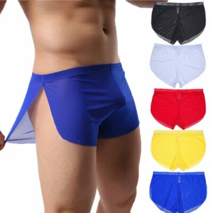 Men Sexy Sheer See Through Boxer Briefs Underwear Mesh Shorts Trunks Underpants - Picture 1 of 19