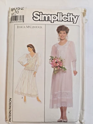 Wedding Dress Gown Cottagecore 10 Simplicity 9052 Sewing Pattern VTG McClintock - Image 1 of 4