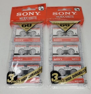 Sony Microcassette 6 Pack 3MC-60B 60 Minutes Blank Tapes - Picture 1 of 3