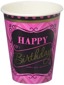 Born to Be Fabulous Modern Pink Black Adult Birthday Party 9 oz. Paper Cups - Picture 1 of 1