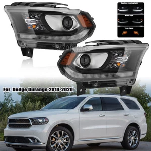 Left+Right HID Headlight W/LED DRL Lamps Black For Dodge Durango 2014 2015-2021 - Bild 1 von 14